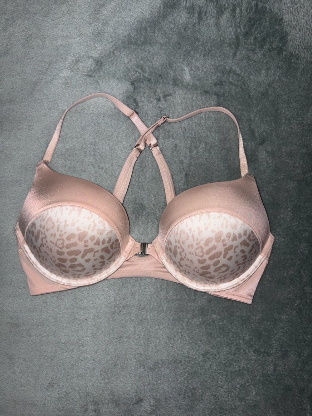 Victoria's Secret Light Pink Leopard Front-Close T-Shirt Bra